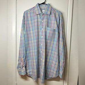 Peter Millar Plaid White Red Blue Green Yellow Multicolor Button Down Shirt XL
